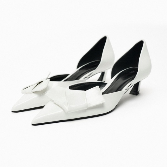 Zara Shoes - Zara heeled pump with bow White NWT